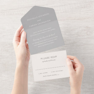 Simple Grey Elegant Wedding All In One Invitation