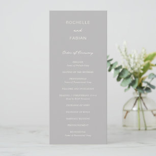 Simple Grey Elegant Wedding Program