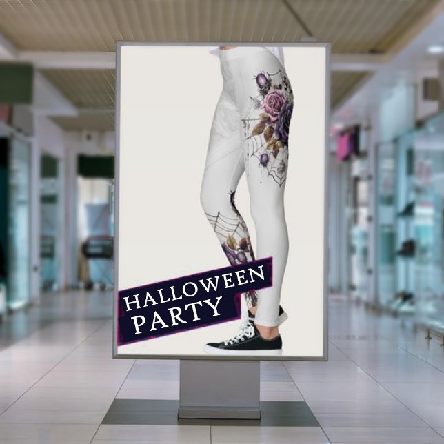 Simple grey gothic web Halloween party Leggings (Creator Uploaded)