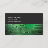 Simple Grey Green Circuit Board Computer Repair Business Card (Front)