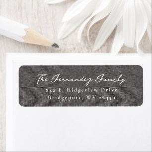 Simple grey herringbone tweed grad return address label