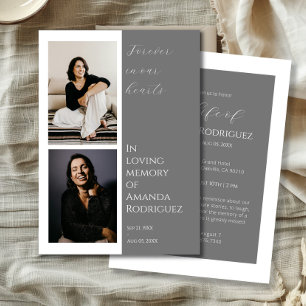 Simple Grey In Loving Memory Funeral Photo Invitation