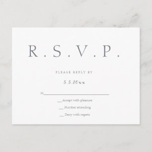 Simple grey lettering wedding rsvp postcards
