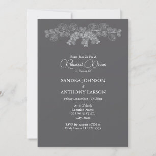 Simple Grey Line Art Eucalyptus Rehearsal  Invitation
