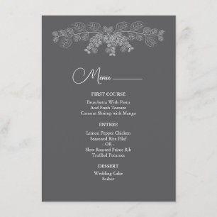 Simple Grey Line Art Eucalyptus Wedding Menu