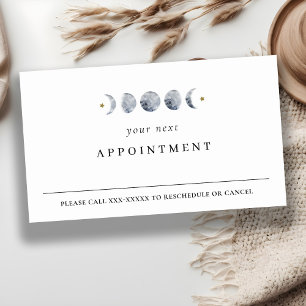 Simple Grey Lunar Celestial Moon Phase Appointment Business Card