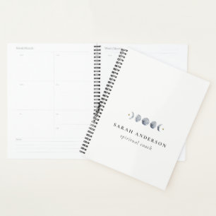 Simple Grey Lunar Celestial Moon Phase Watercolor Planner
