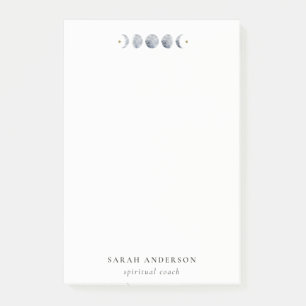 Simple Grey Lunar Celestial Moon Phase Watercolor Post-it Notes