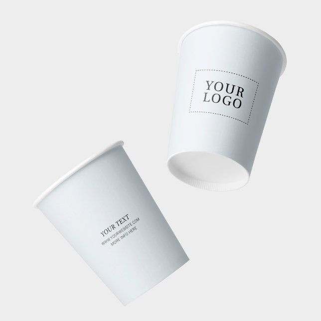 Simple Grey Minimal Business Logo Custom Paper Cups (Creator Uploaded)