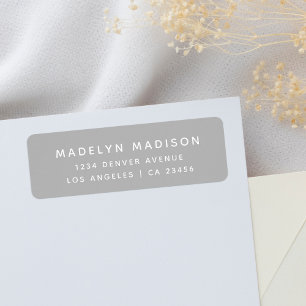 Simple Grey Minimalist Elegant Return Address Label
