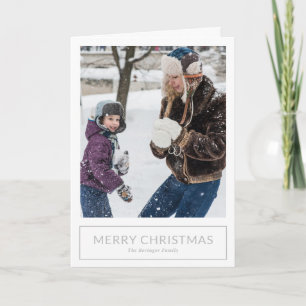 Simple Grey Minimalist Photo Christmas Holiday Card