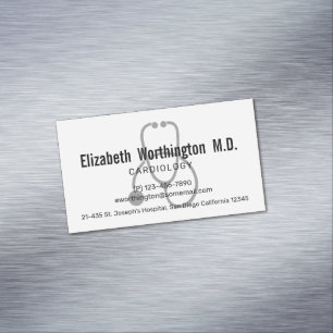 Simple Grey Nursing Stethescope Magnetic Business Card