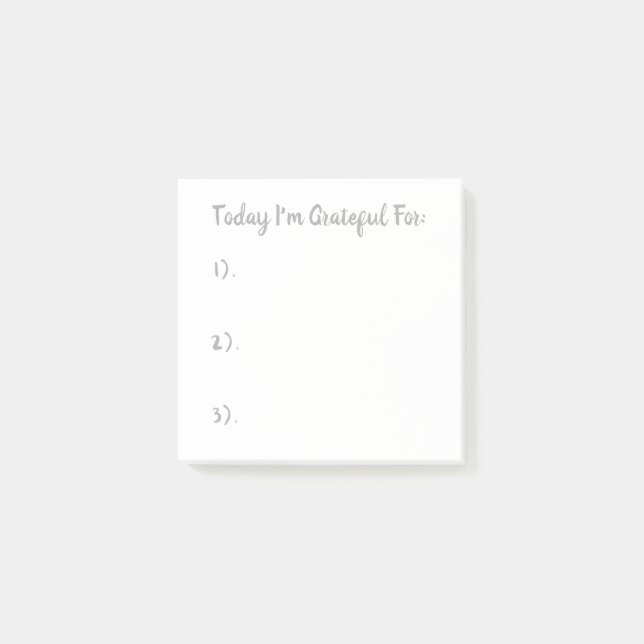 Simple Grey On White Gratitude Post-it Notes (Front)