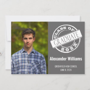 Simple Grey Photo Graduation Party  Invitation