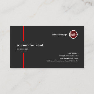 Simple Grey Piercing Red Liners CEO Chairman Business Card