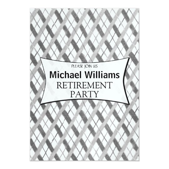 Simple Grey Plaid retirement party Card