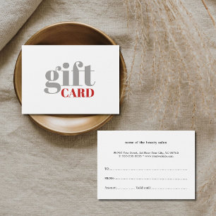 Simple Grey Red White Beauty Gift Card