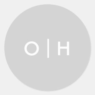 Simple grey round sticker   initials/monogram
