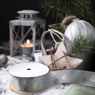   Simple Grey & Silver Polka Dots Modern & Elegant Satin Ribbon