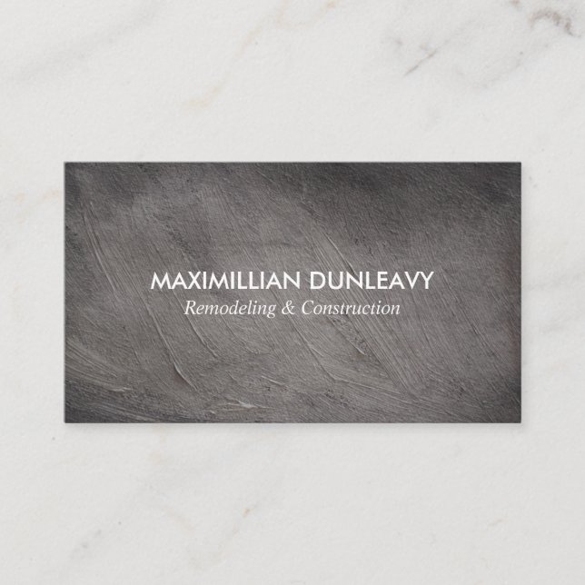 Simple Grey Stucco Construction Business Card (Front)