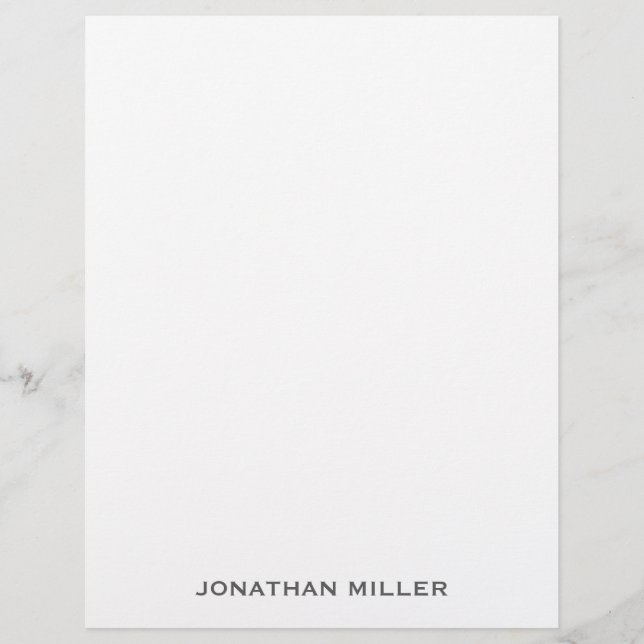 Simple Grey Typographic Name Stationery Custom Letterhead (Front)