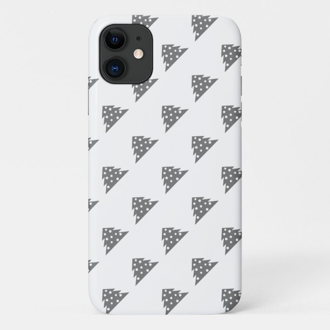 Simple Grey White Christmas Tree Pattern Case-Mate iPhone Case (Back)