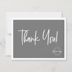Simple Grey White Company Logo Social Thank You Card