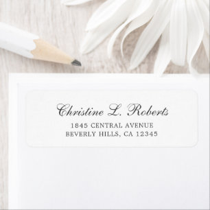 Simple Grey White Elegant Script Return Address Return Address Label