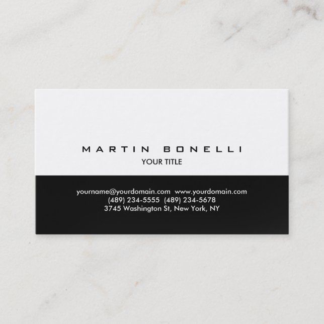 Simple Grey White Plain Professional Business Card (Front)