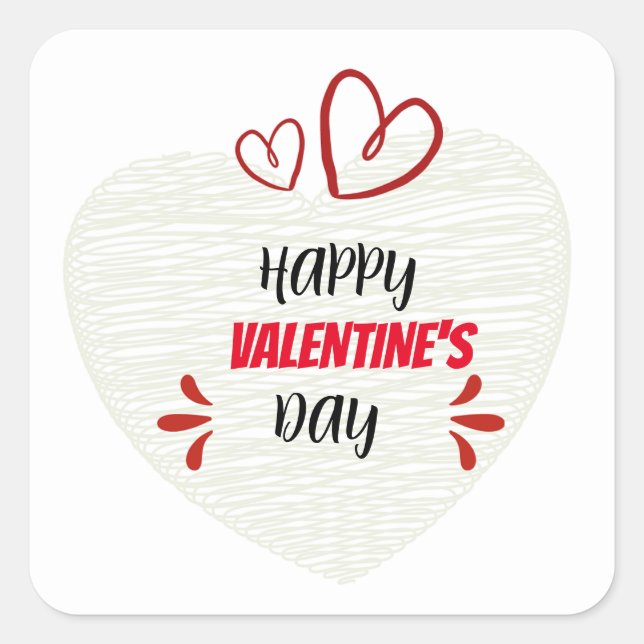 Simple Grey white red valentine's day sticker (Front)
