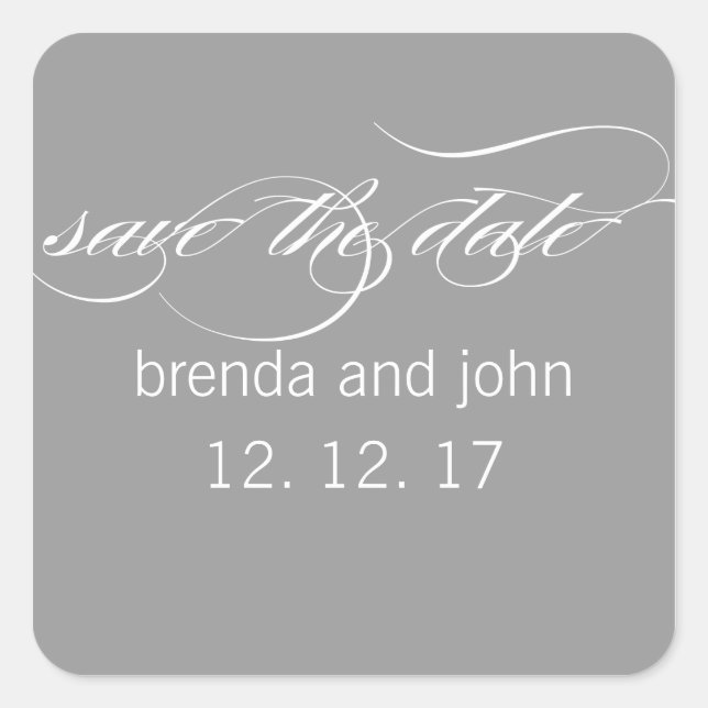 Simple Grey White Save the Date Wedding Sticker (Front)