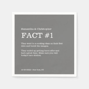 Simple Grey White Wedding Fact Napkin