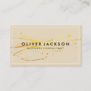 Simple Grey with White Border Gold Spatter Business Card