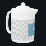 Simple Grey ZigZag<br><div class="desc">This is simple yet classic- grey zigzag pattern with monogrammed plaque in turquoise - all fully customisable.</div>