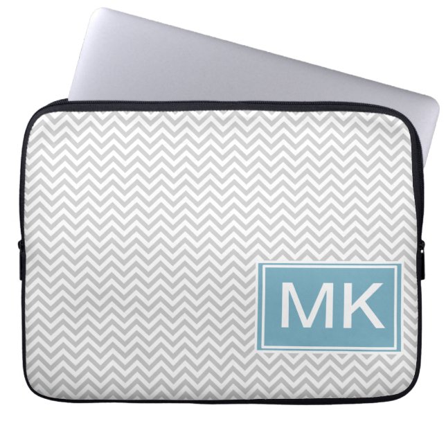 Simple Grey ZigZag Laptop Sleeve (Front)