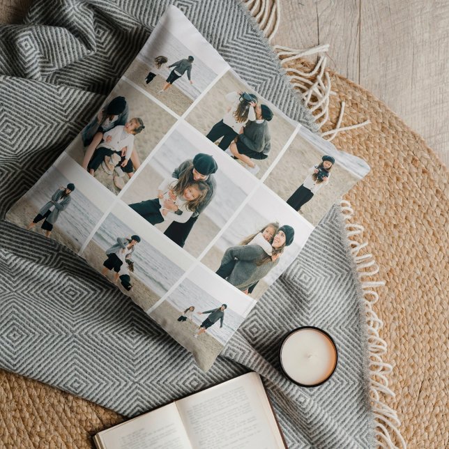 Simple Grid Of Nine Custom Photo Throw Pillow (Creator Uploaded)