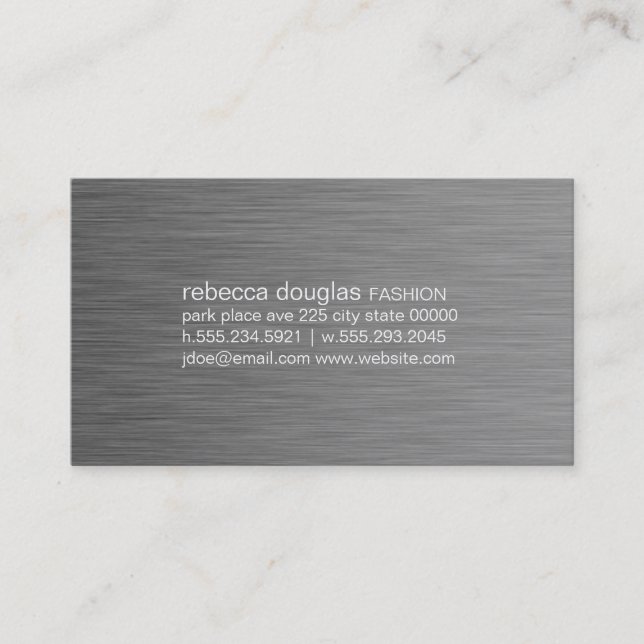 Simple Grid Text (stainless steel) Business Card (Front)