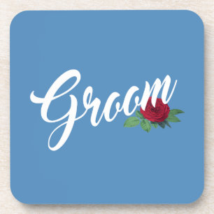 Simple Groom Floral Wedding Calligraphy   Coaster