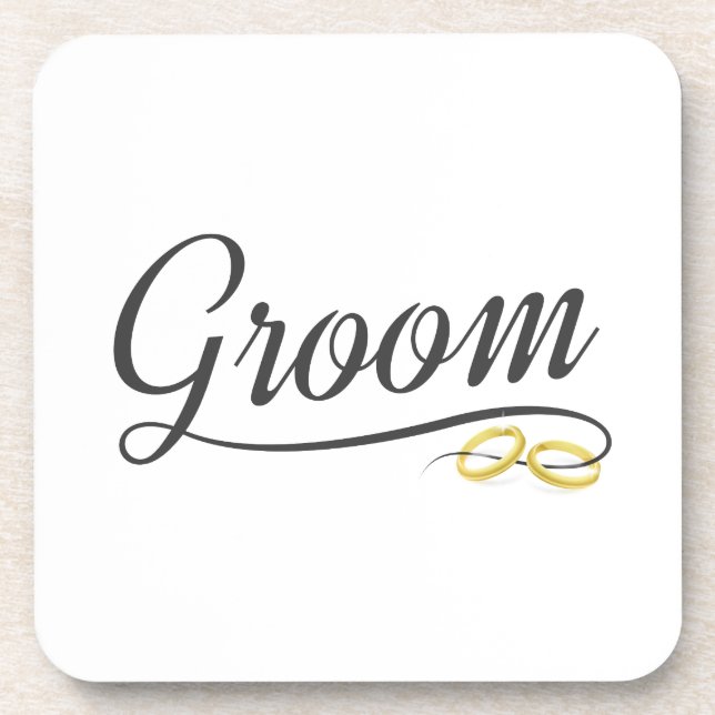 Simple Groom Floral Wedding Calligraphy | Coaster (Front)