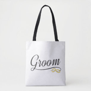 Simple Groom Floral Wedding Calligraphy Tote Bag