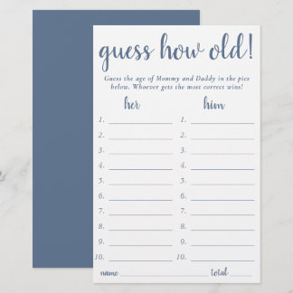Simple Guess How Old | Dusty Blue Photo Game Card