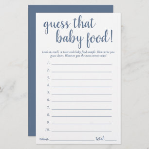 Simple Guess the Baby Food   Dusty Blue Game Card