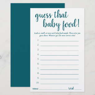 Simple Guess the Baby Food   Teal Aqua Game Card