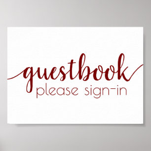 Simple Guestbook   Black Script Any Event Sign