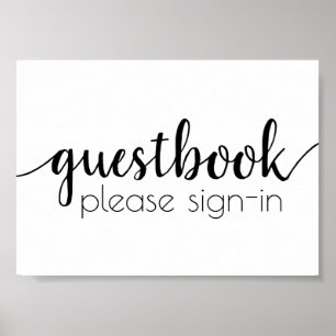Simple Guestbook   Black Script Any Event Sign