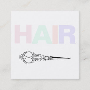 *~* Simple HAIR Pastels Minimal Antique Scissors Square Business Card