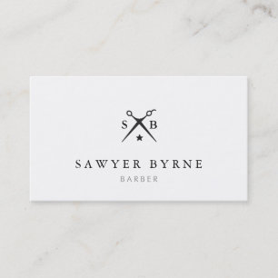 Simple Hairstylist Barber Scissors Logo White Business Card