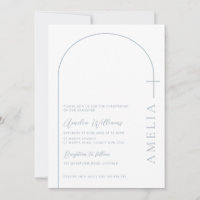 Simple half arch cross blue christening