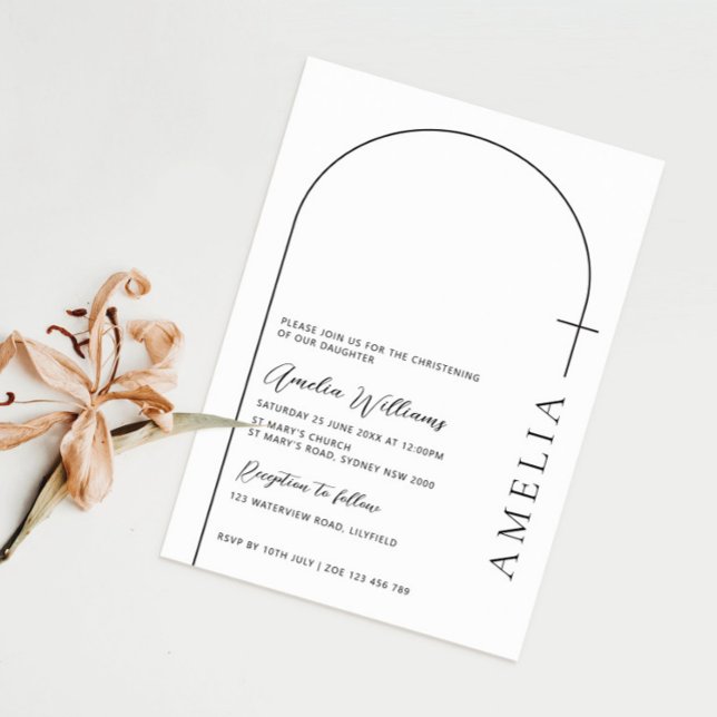 Simple half arch cross christening invitation (Creator Uploaded)