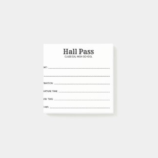 Simple Hall Pass Post-it Notes